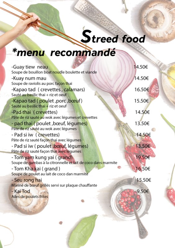 Carte — Menu recommandé (street food)