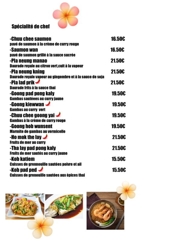 Carte — Spécialités du chef